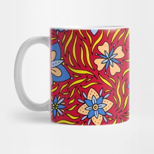 Blue and Orange Flowers Mug